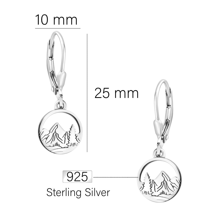 Maßenansicht von Berg Ohrhänger in 925 Silber von Sofia Milani - E1969
