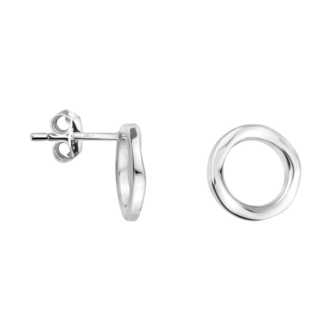 Haupt- und Seitenansicht von Kreis Ohrstecker in 925 Silber von Sofia Milani - E1973