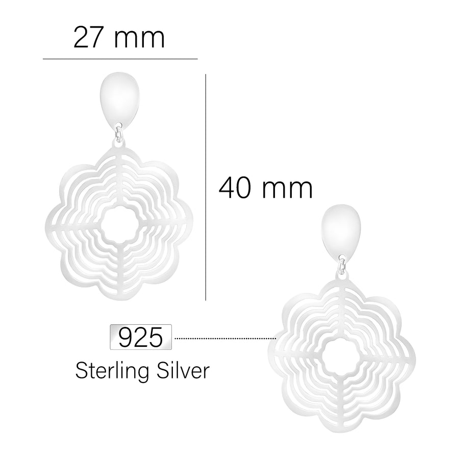 Maßenansicht von Ornamenten Ohrhänger in 925 Silber von Sofia Milani - E1974