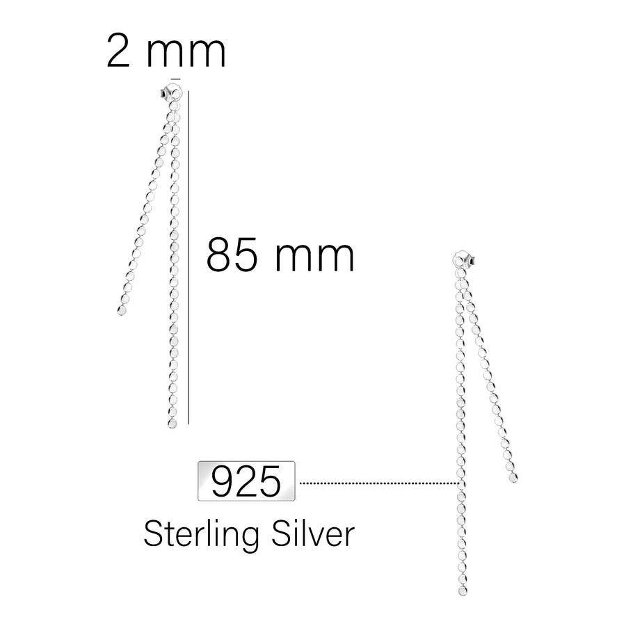 Maßenansicht von Plättchen Ketten Ohrhänger in 925 Silber von Sofia Milani - E1991
