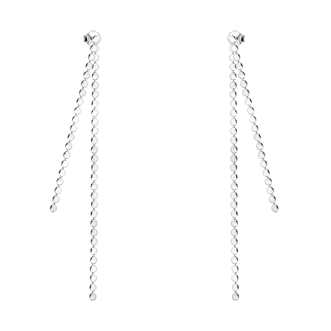 Haupt- und Seitenansicht von Plättchen Ketten Ohrhänger in 925 Silber von Sofia Milani - E1991