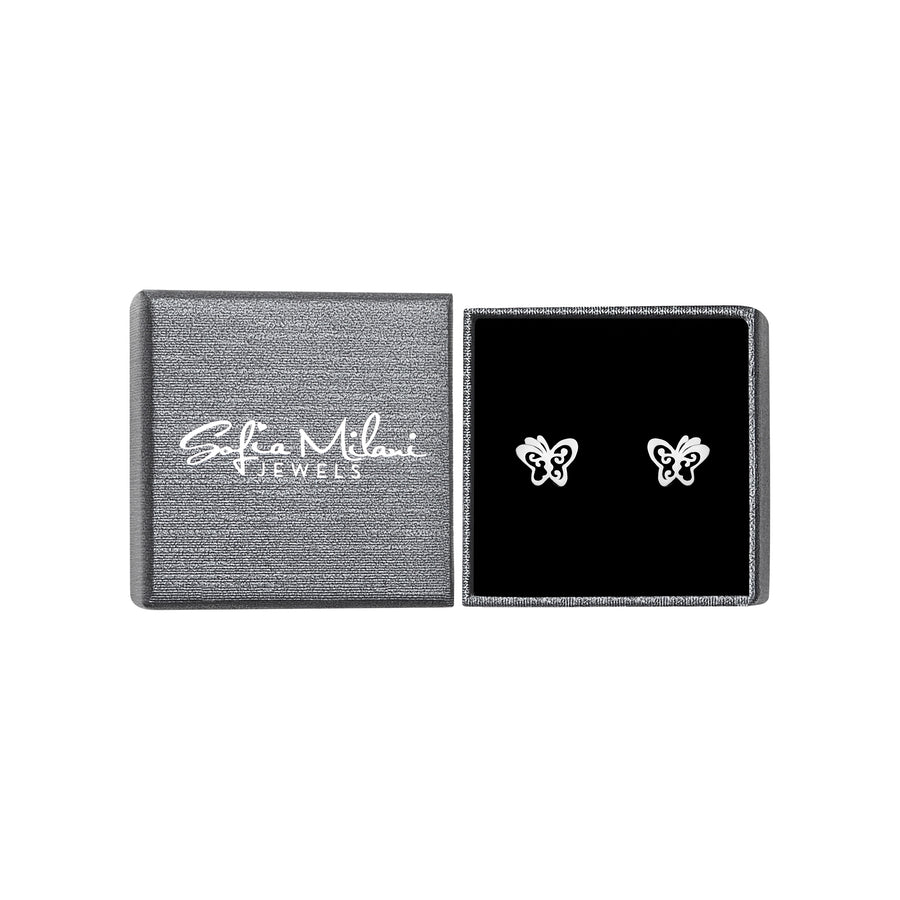 Boxansicht von Schmetterling Ohrstecker in 925 Silber von Sofia Milani - E1995