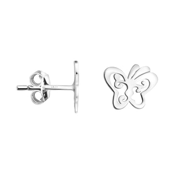 Haupt- und Seitenansicht von Schmetterling Ohrstecker in 925 Silber von Sofia Milani - E1995