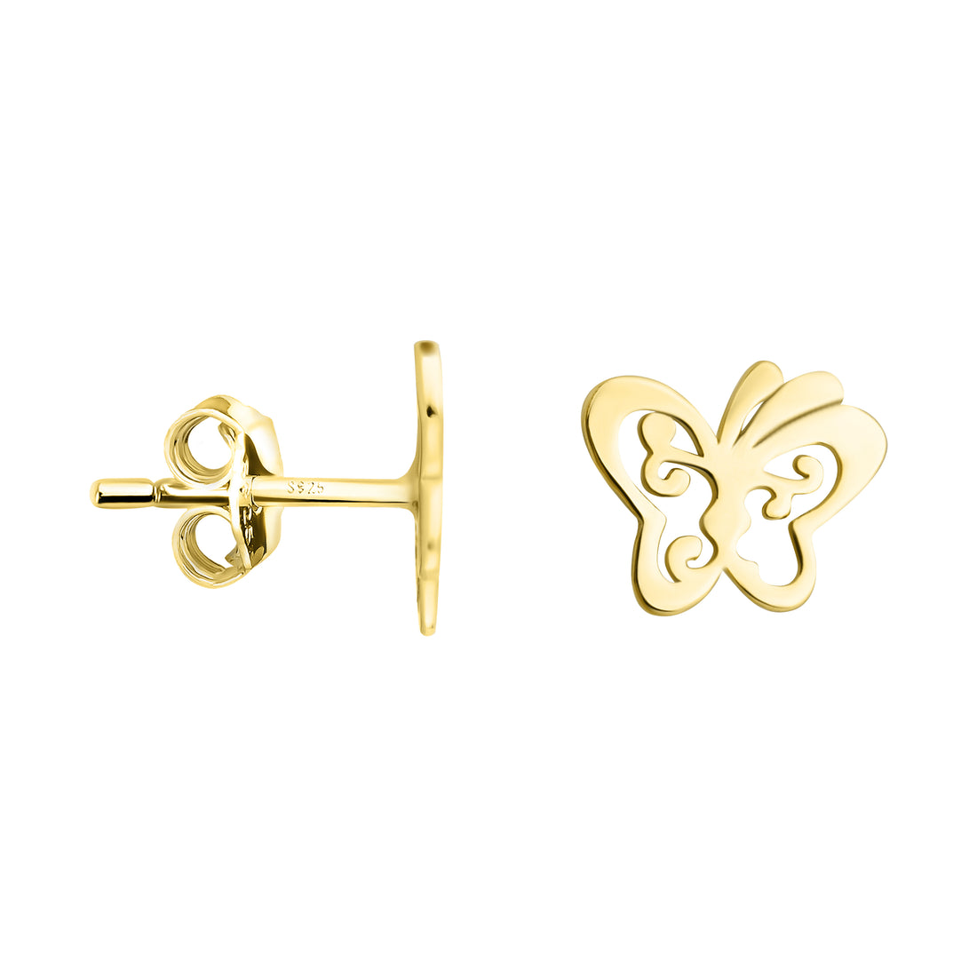 Haupt- und Seitenansicht von Schmetterling Ohrstecker in 925 Silber von Sofia Milani - E1996