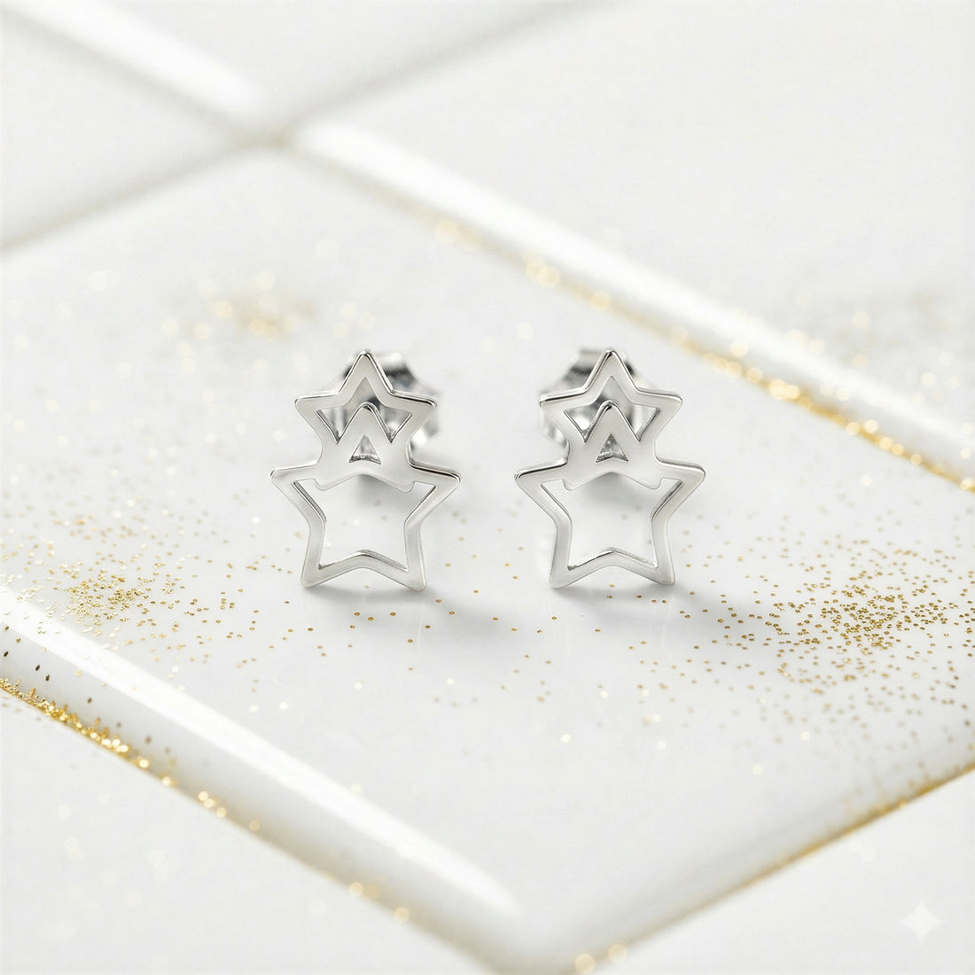 CloseUp von Stern Ohrstecker in 925 Silber von Sofia Milani - E2001