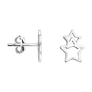 Haupt- und Seitenansicht von Stern Ohrstecker in 925 Silber von Sofia Milani - E2001