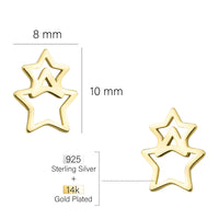 Maßenansicht von Stern Ohrstecker in 925 Silber von Sofia Milani - E2002