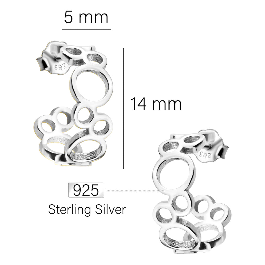Maßenansicht von Kreis Steck Creolen in 925 Silber von Sofia Milani - E2009