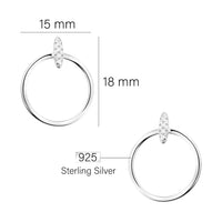 Maßenansicht von Kreis Stab Ohrstecker in 925 Silber von Sofia Milani - E2022