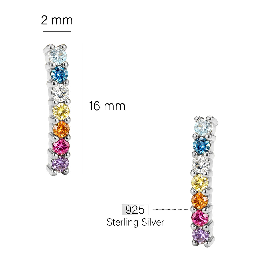 Maßenansicht von Stab Ohrstecker in 925 Silber von Sofia Milani - E2024