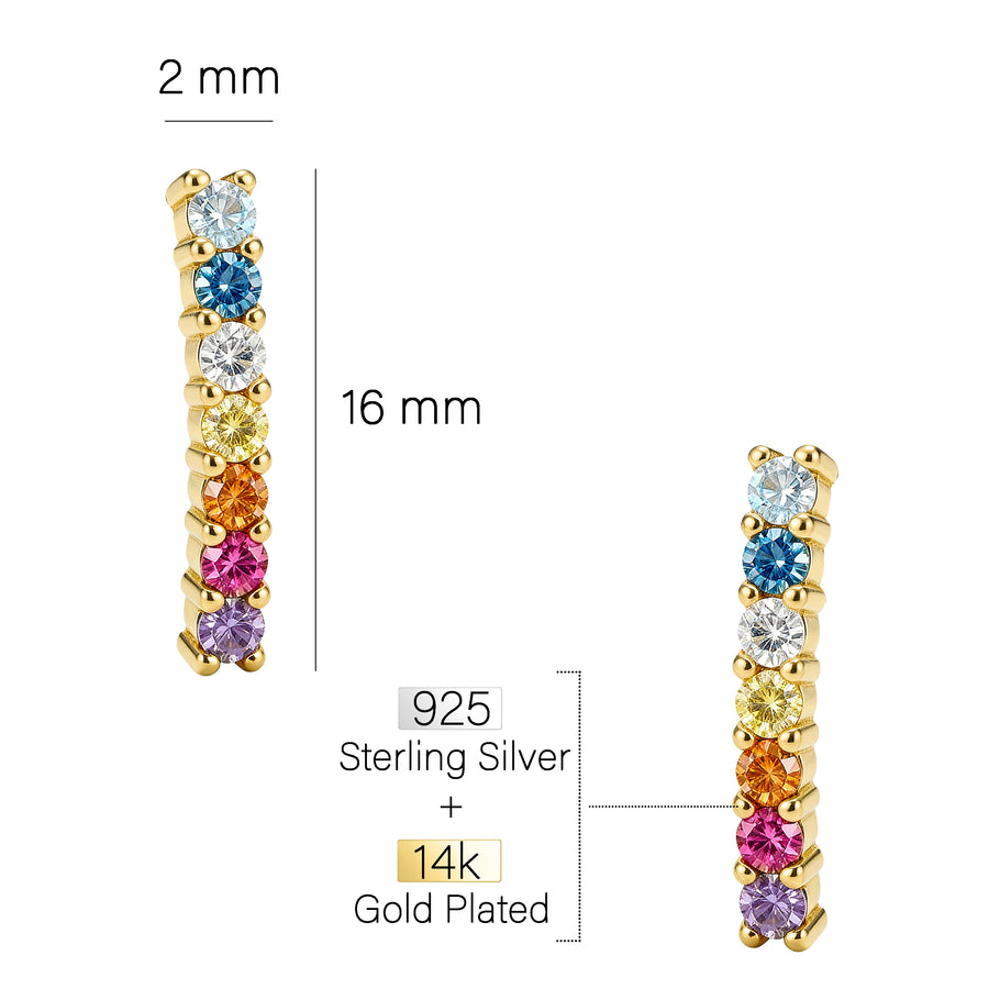 Maßenansicht von Stab Ohrstecker in 925 Silber von Sofia Milani - E2025