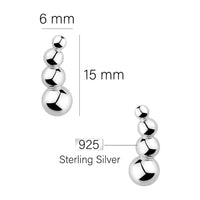 Maßenansicht von Kugel Ohrstecker in 925 Silber von Sofia Milani - E2030