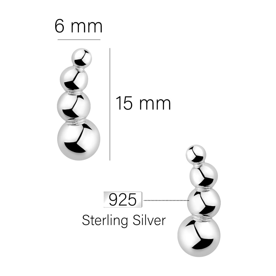 Maßenansicht von Kugel Ohrstecker in 925 Silber von Sofia Milani - E2030