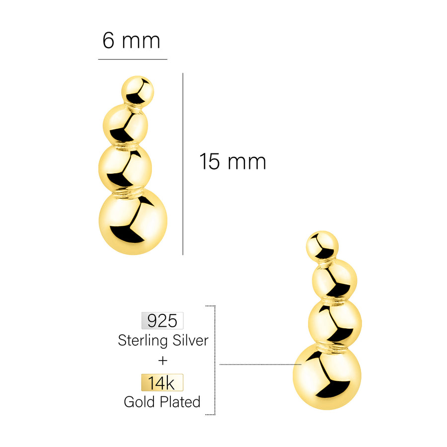 Maßenansicht von Kugel Ohrstecker in 925 Silber von Sofia Milani - E2031
