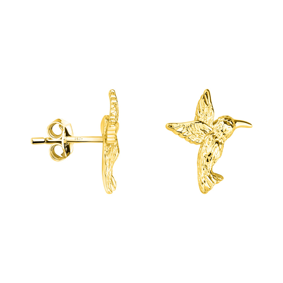 Haupt- und Seitenansicht von Gehämmerter Kolibri Ohrstecker in 925 Silber von Sofia Milani - E2033