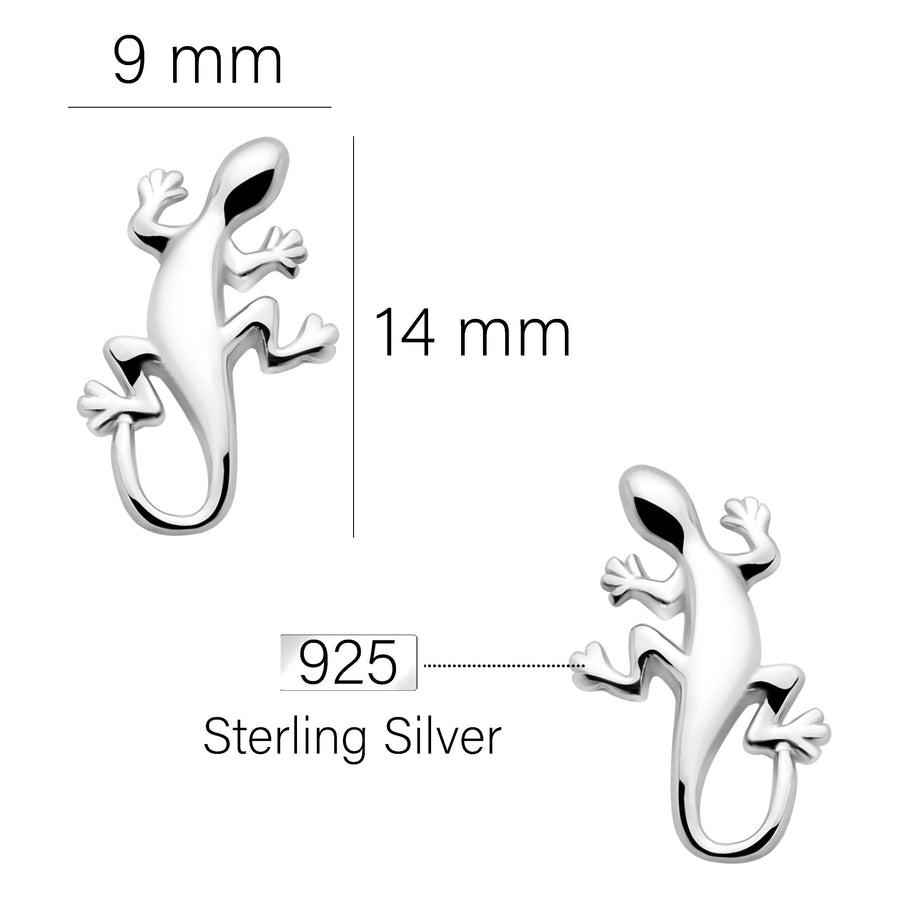 Maßenansicht von Eidechse Ohrstecker in 925 Silber von Sofia Milani - E2034