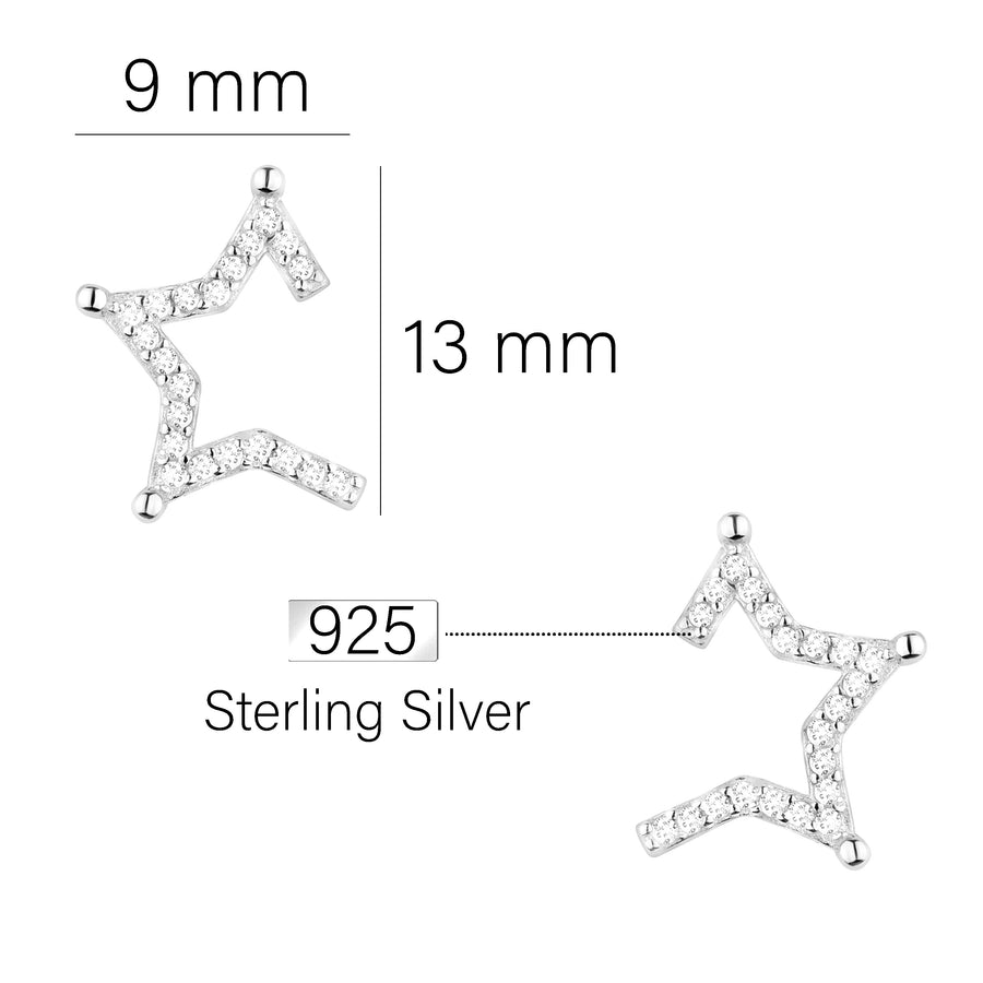 Maßenansicht von Stern Ohrstecker in 925 Silber von Sofia Milani - E2042