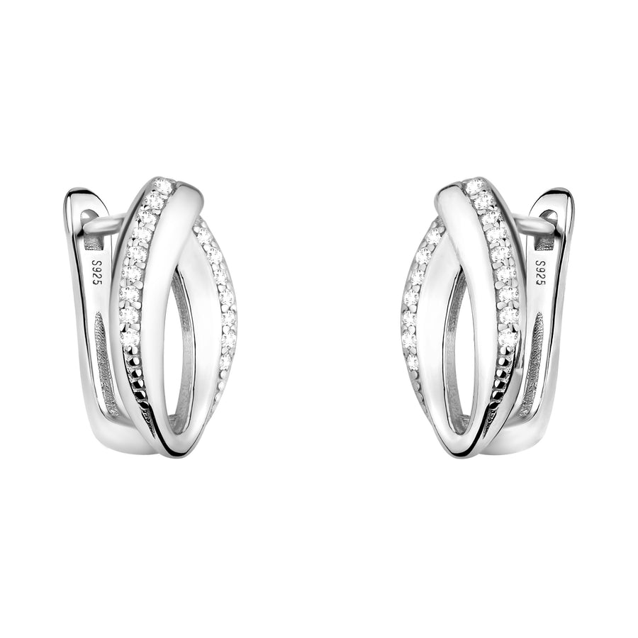 Haupt- und Seitenansicht von Oval Ohrstecker in 925 Silber von Sofia Milani - E2048