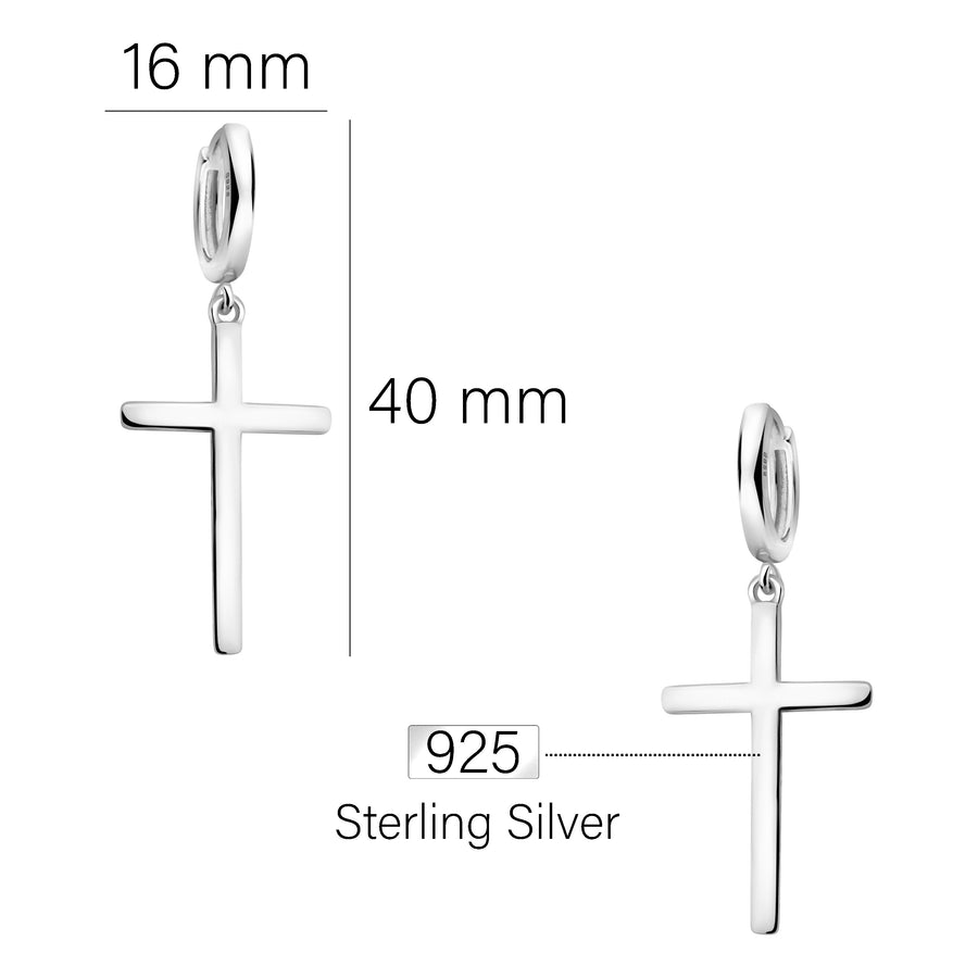Maßenansicht von Kreuz Ohrhänger in 925 Silber von Sofia Milani - E2054