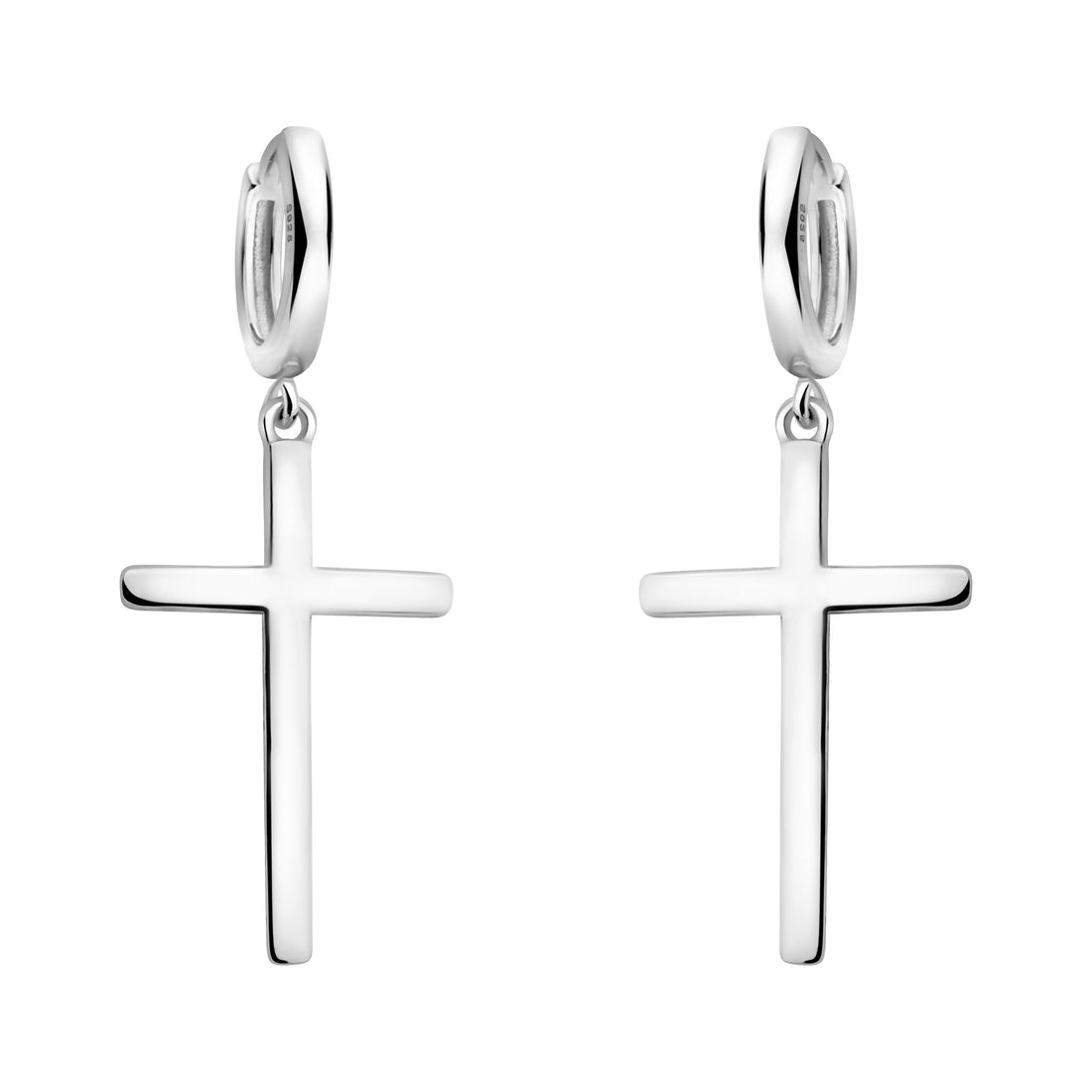 Haupt- und Seitenansicht von Kreuz Ohrhänger in 925 Silber von Sofia Milani - E2054