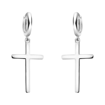Haupt- und Seitenansicht von Kreuz Ohrhänger in 925 Silber von Sofia Milani - E2054