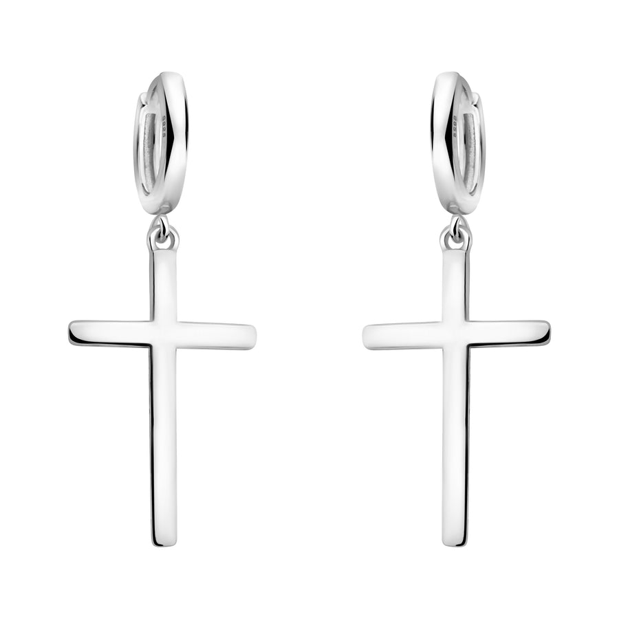 Haupt- und Seitenansicht von Kreuz Ohrhänger in 925 Silber von Sofia Milani - E2054