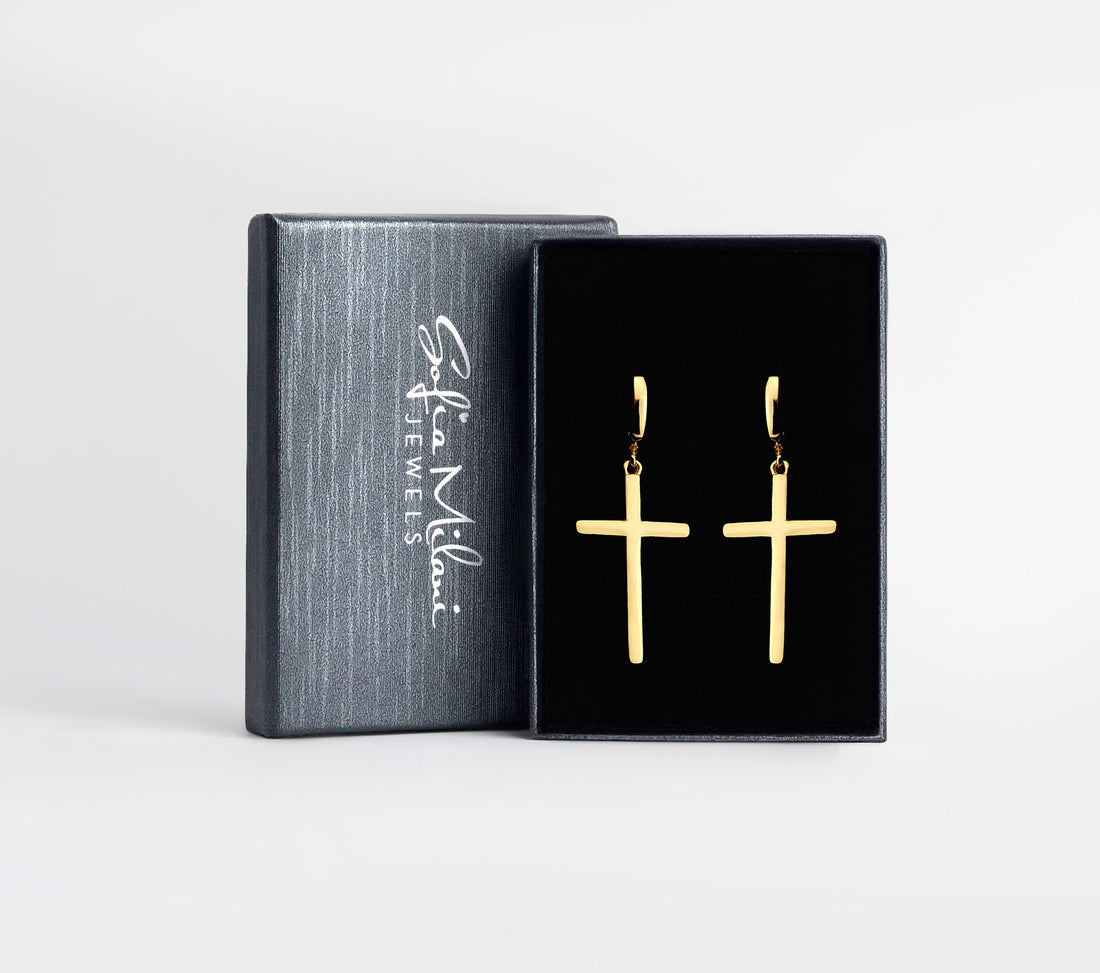 Boxansicht von Kreuz Ohrhänger in 925 Silber von Sofia Milani - E2055