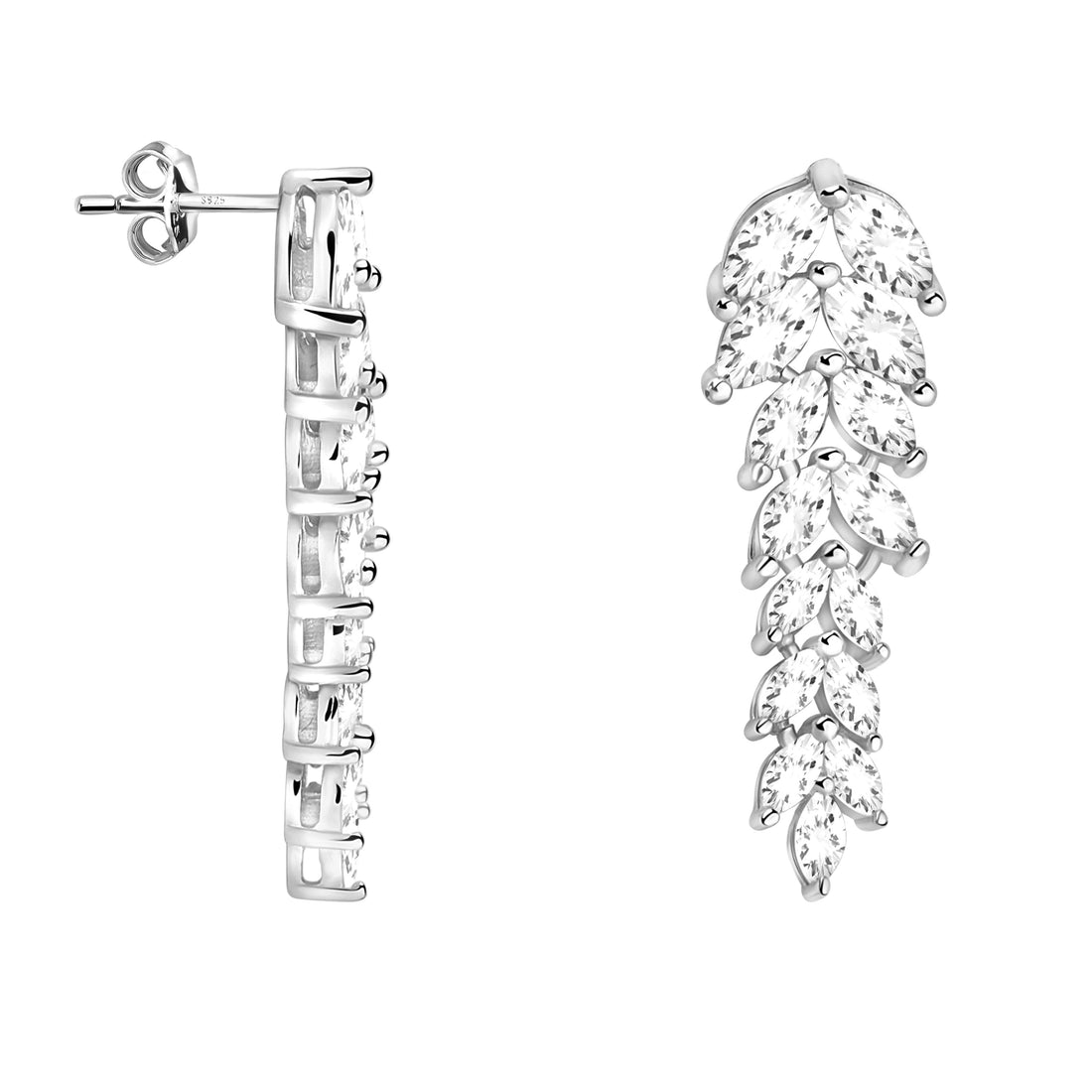 Haupt- und Seitenansicht von Blatt Ohrhänger in 925 Silber von Sofia Milani - E2058