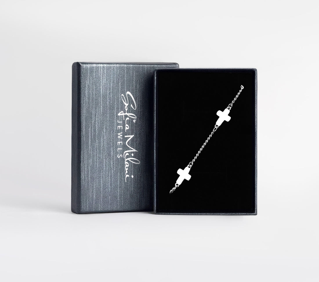 Boxansicht von Kreuz Kugel Kette Ohrhänger in 925 Silber von Sofia Milani - E2062