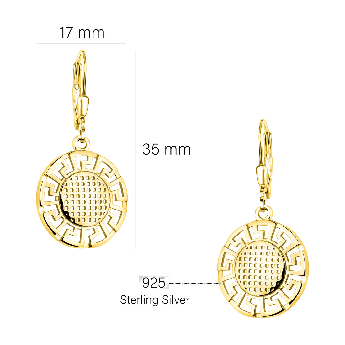 Maßenansicht von Ornamenten Ohrhänger in 925 Silber von Sofia Milani - E2069
