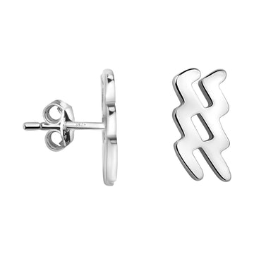 Haupt- und Seitenansicht von Wassermann Sternzeichen Ohrstecker in 925 Silber von Sofia Milani - E2084