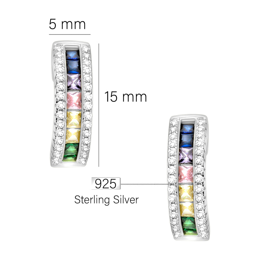 Maßenansicht von Zirkonia Ohrstecker in 925 Silber von Sofia Milani - E2086