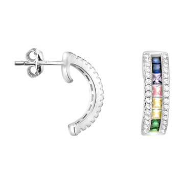 Haupt- und Seitenansicht von Zirkonia Ohrstecker in 925 Silber von Sofia Milani - E2086