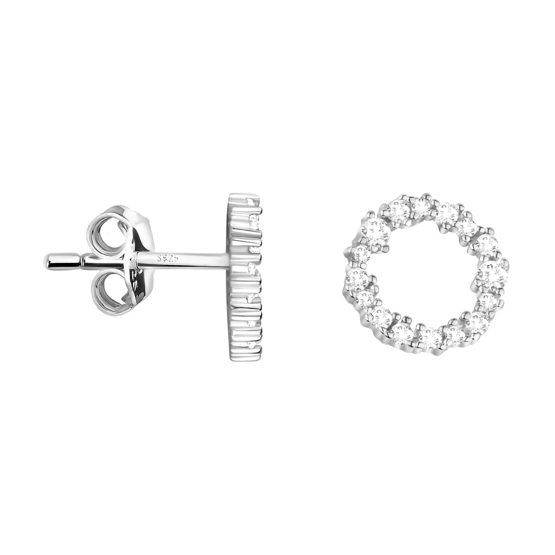 Haupt- und Seitenansicht von Kreis Ohrstecker in 925 Silber von Sofia Milani - E2096