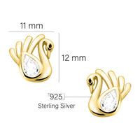 Maßenansicht von Schwan Ohrstecker in 925 Silber von Sofia Milani - E2099