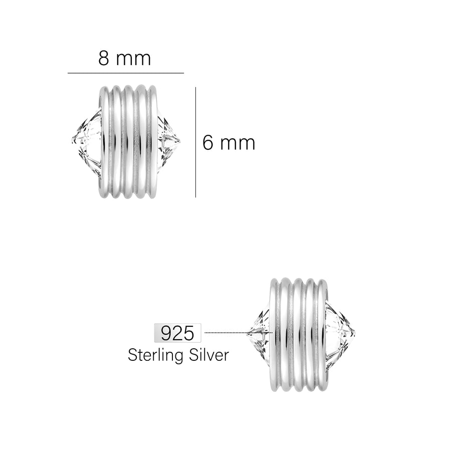 Maßenansicht von Zirkonia Ohrstecker in 925 Silber von Sofia Milani - E2100