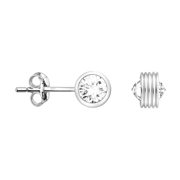 Haupt- und Seitenansicht von Zirkonia Ohrstecker in 925 Silber von Sofia Milani - E2100