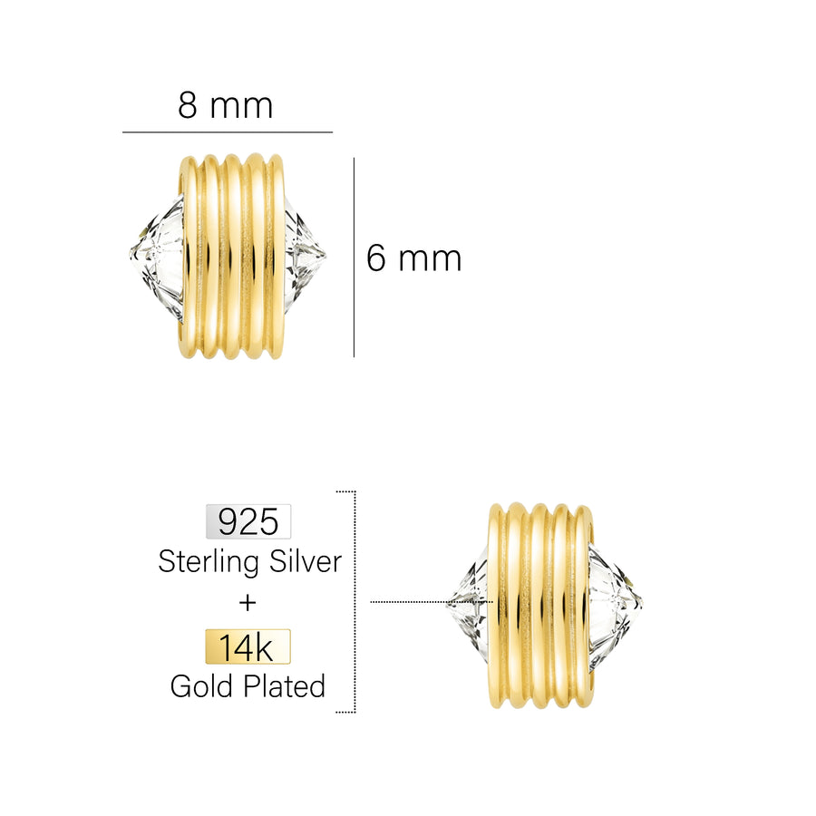 Maßenansicht von Zirkonia Ohrstecker in 925 Silber von Sofia Milani - E2101