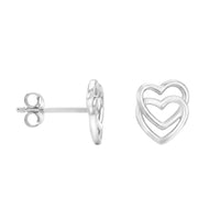 Haupt- und Seitenansicht von Doppeltes Herz Ohrstecker in 925 Silber von Sofia Milani - E2102
