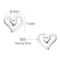 Maßenansicht von Doppeltes Herz Ohrstecker in 925 Silber von Sofia Milani - E2110