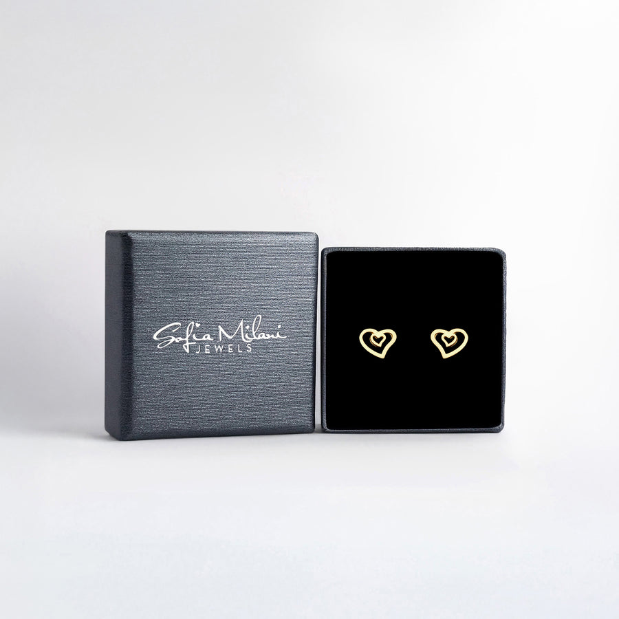 Boxansicht von Doppeltes Herz Ohrstecker in 925 Silber von Sofia Milani - E2111
