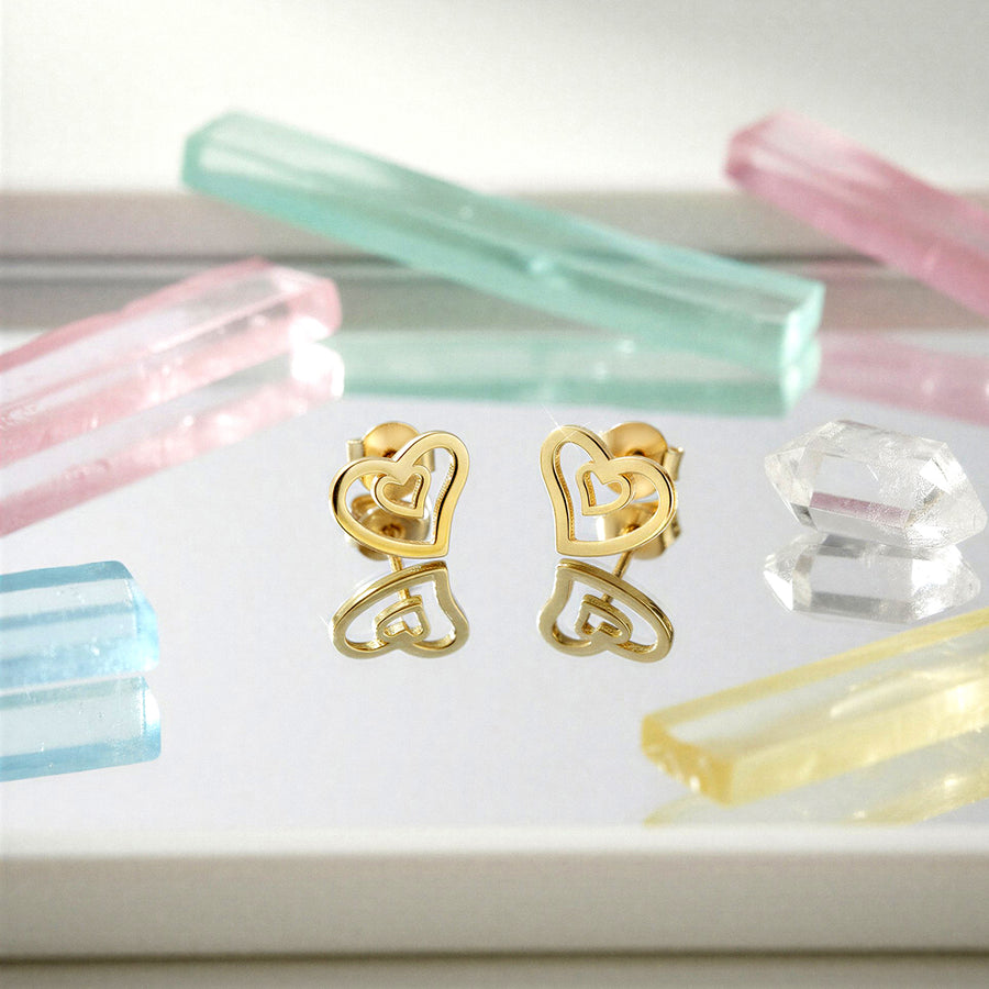 CloseUp Ansicht von Doppeltes Herz Ohrstecker in 925 Silber von Sofia Milani - E2111