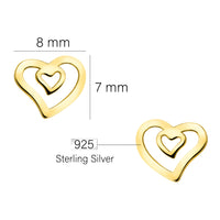 Maßenansicht von Doppeltes Herz Ohrstecker in 925 Silber von Sofia Milani - E2111