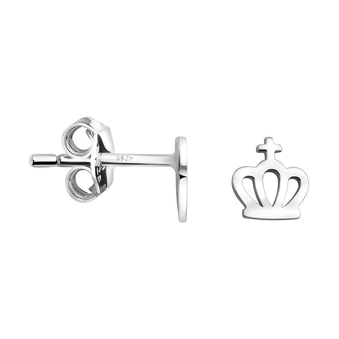 Haupt- und Seitenansicht von Kronen Ohrstecker in 925 Silber von Sofia Milani - E2112