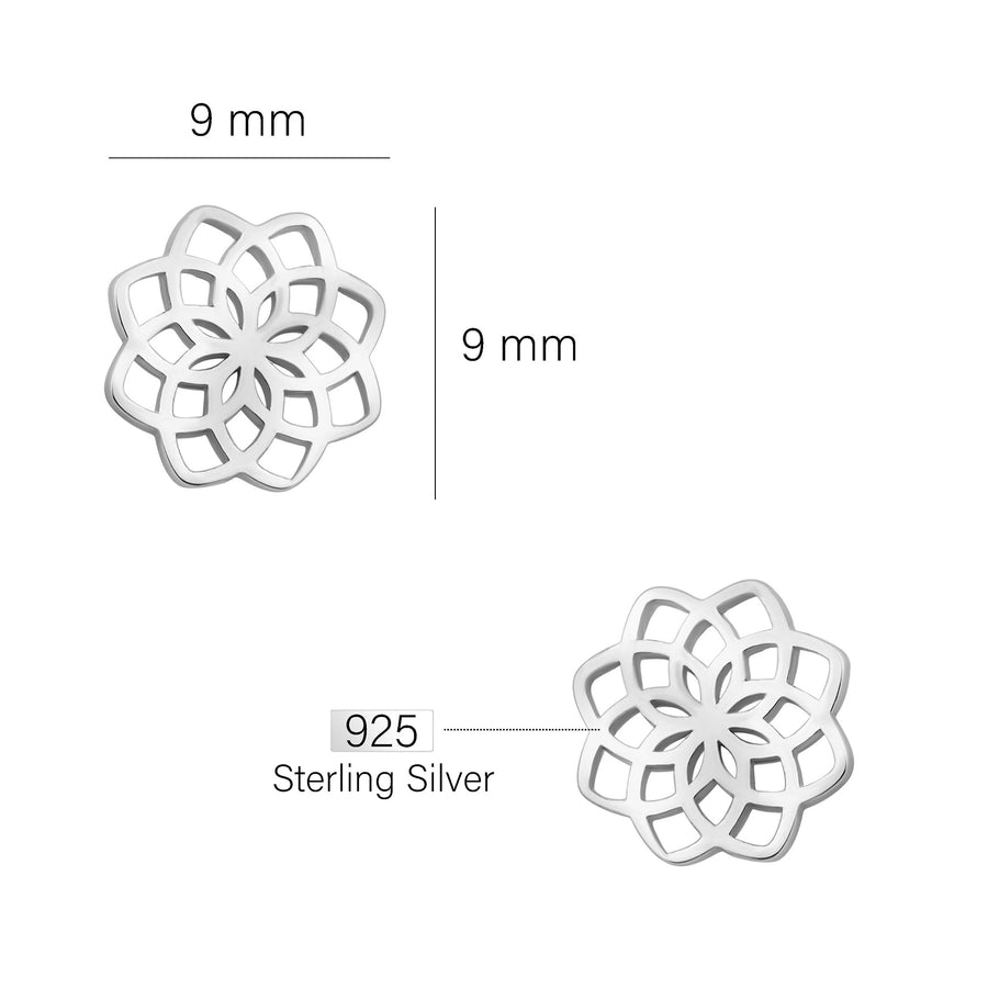 Maßenansicht von Blumen Ohrstecker in 925 Silber von Sofia Milani - E2116