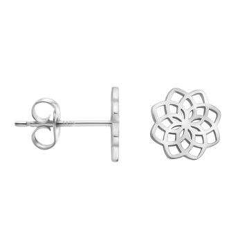 Haupt- und Seitenansicht von Blumen Ohrstecker in 925 Silber von Sofia Milani - E2116