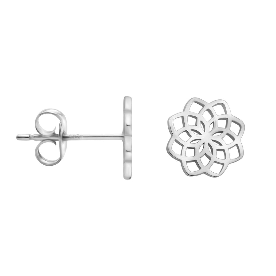 Haupt- und Seitenansicht von Blumen Ohrstecker in 925 Silber von Sofia Milani - E2116