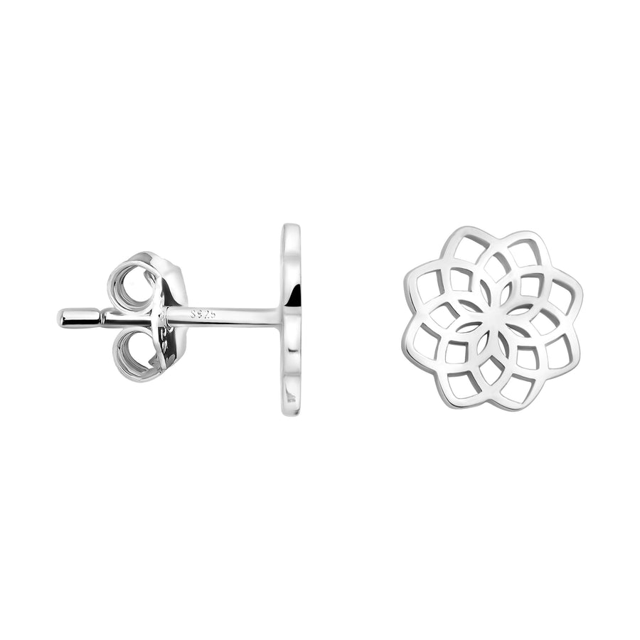 Haupt- und Seitenansicht von Blumen Ohrstecker in 925 Silber von Sofia Milani - E2116