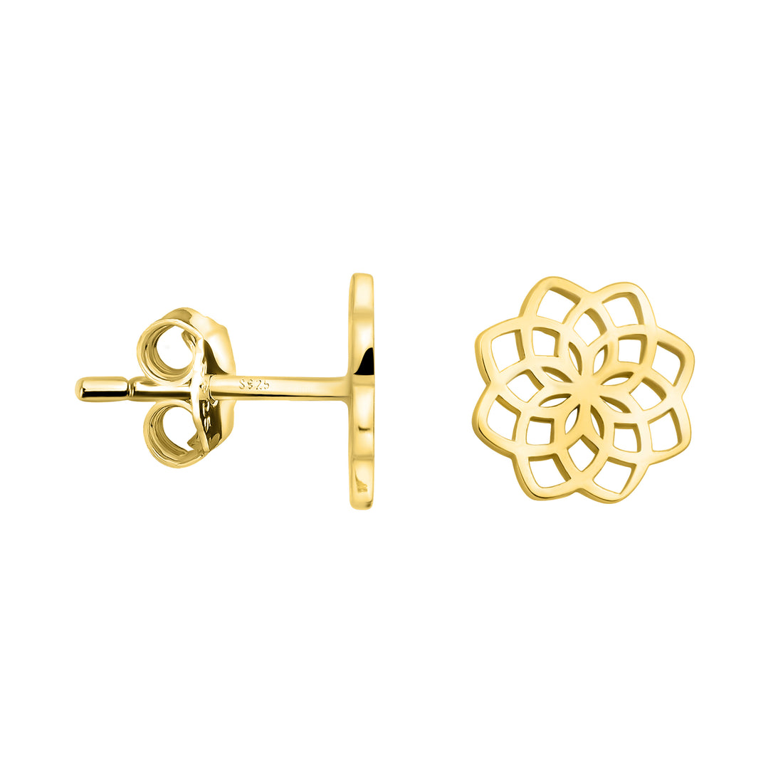 Haupt- und Seitenansicht von Blumen Ohrstecker in 925 Silber von Sofia Milani - E2117