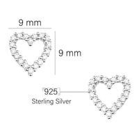 Maßenansicht von Herz Ohrstecker in 925 Silber von Sofia Milani - E2118